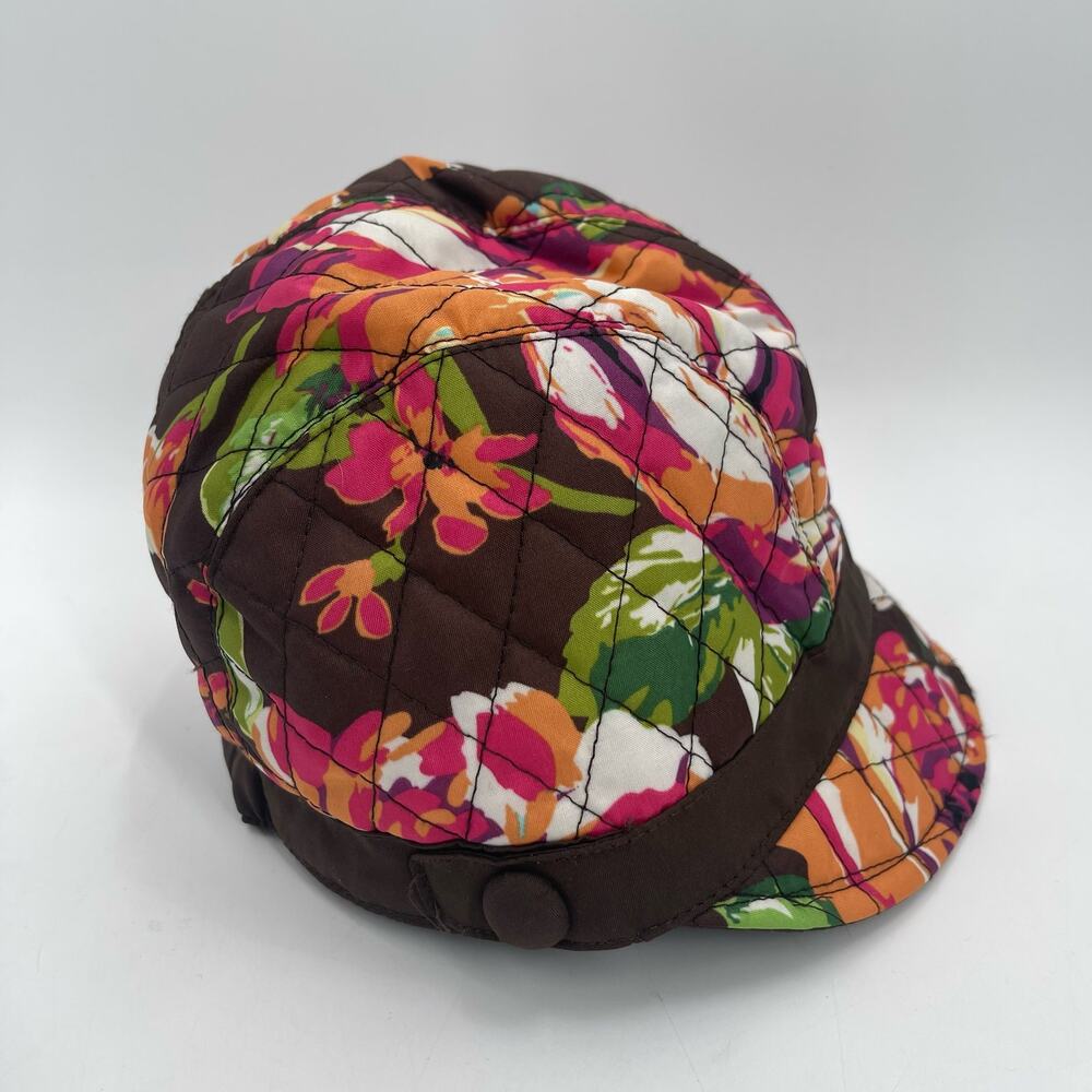 VERA BRADLEY Hat Cap English Rose Newgirl Cozy Fleece Lining Brown Casual Fall - Picture 4 of 14